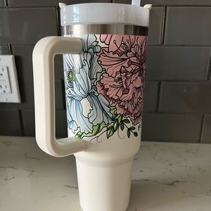Cream Floral Stanley Quencher